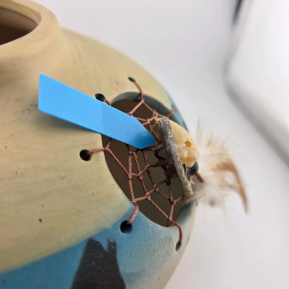 Wolf Dreamcatcher Pottery Native American Vase Southwestern GOOD Decor
